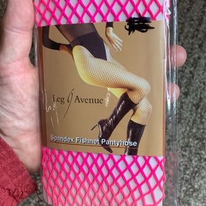Lingerie- Pink spandex fishnet pantyhose, one size, NWT